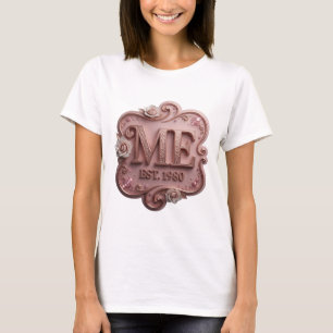 Sharp Gold ME EST 1980 Artistic Motif T-Shirt