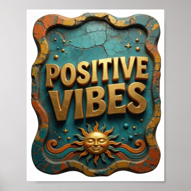 Sharp Gold POSITIVE VIBES Poster (Front)