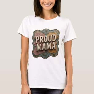 Sharp Gold PROUD MAMA Print T-Shirt