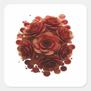 Sharp Gold RED ROSES AND GLASS BUBBLES Sticker Art