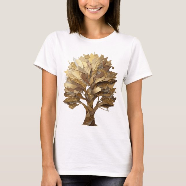 Sharp Grey GOLDEN TREE OF LIFE Text Design T-Shirt (Front)
