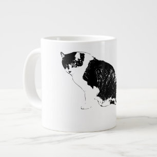 Sharp Ink Cat Brings Bold Calm To Mornings Large Coffee Mug