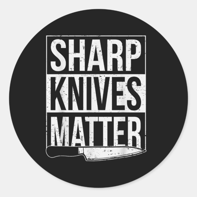 Sharp Knives , Cook Funny Culinary Funny Chef  Classic Round Sticker (Front)