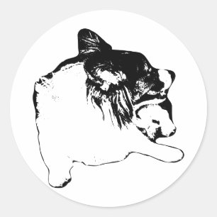 Sharp-Line Corgi Classic Round Sticker