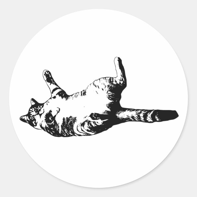 Sharp-Line Tabby Classic Round Sticker (Front)