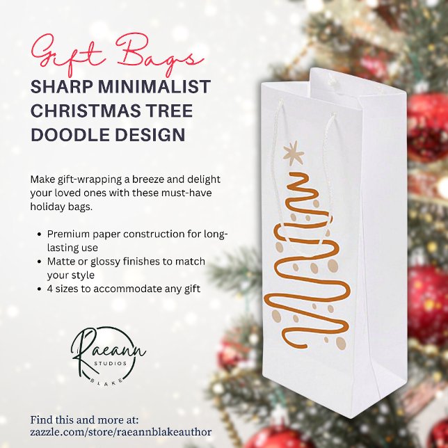Sharp Minimalist Christmas Tree Doodle Gift Bags (Creator Uploaded)