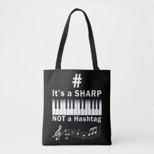 Sharp not Hashtag Piano Player Musician Keyboard Tote Bag