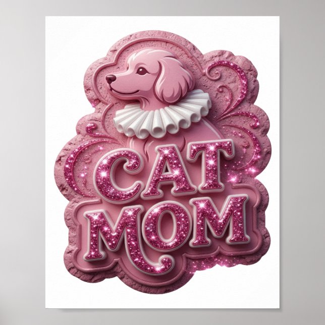 Sharp Pink CAT MOM Design Poster (Front)