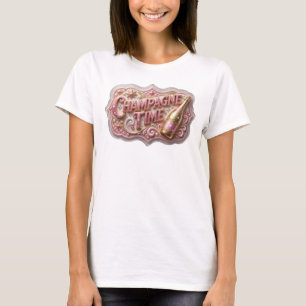 Sharp Pink CHAMPAGNE TIME 3D Text Art T-Shirt