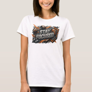 Sharp Pink STAY FOCUSED Text Design T-Shirt