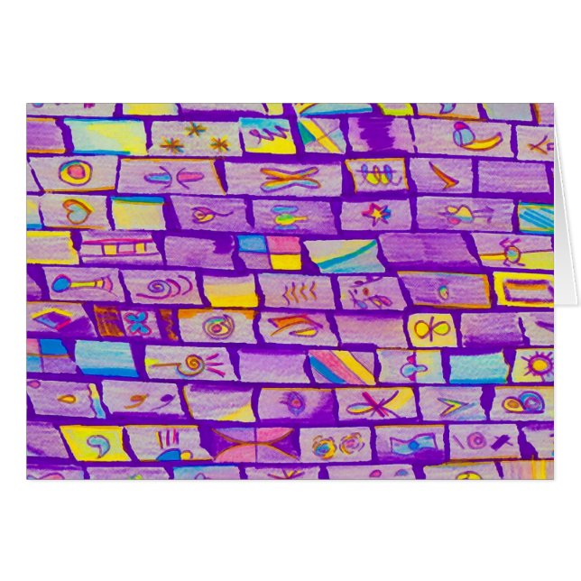 Sharp Purple Bricks Greeting Card (Front Horizontal)