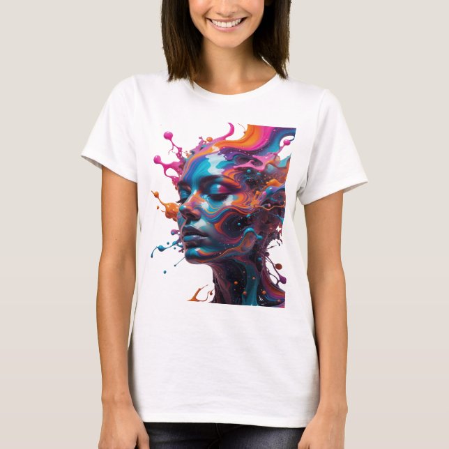 Sharp Silver ABSTRACT ART Statement Tee (Front)