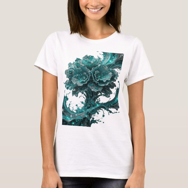 Sharp Silver BLUE FLORAL DESIGN Tee (Front)