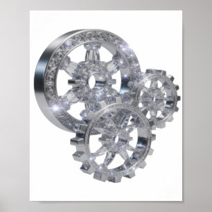 Sharp Silver GEMS IN MOTION 3D Text Art Poster