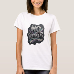 Sharp Silver NO REGRETS 3D Text Art T-Shirt