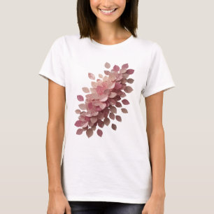Sharp Silver PINK LEAVES 3D Text Art T-Shirt