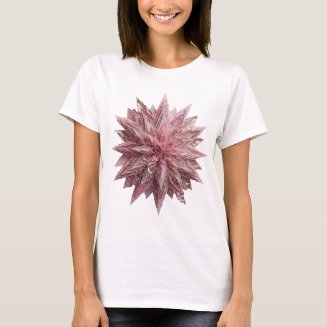 Sharp Silver PINK STAR Statement Design T-Shirt (Front)