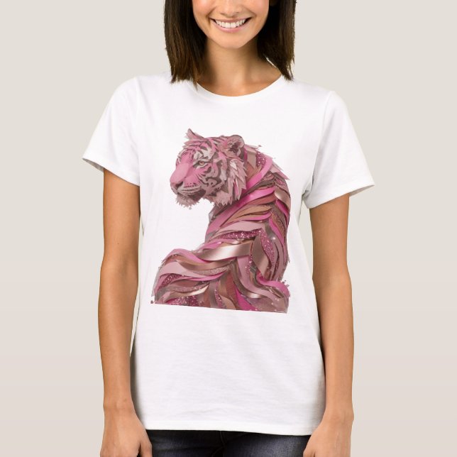 Sharp Silver PINK TIGER Bold Design T-Shirt (Front)