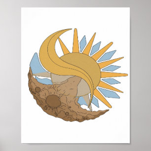 Sharp Silver SUN AND MOON Bold Design Poster