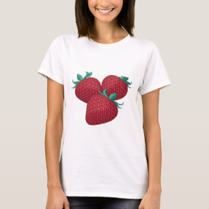 Sharp Silver THREE STRAWBERRIES Design T-Shirt