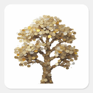 Sharp Silver TREE OF MONEY Gift Sticker