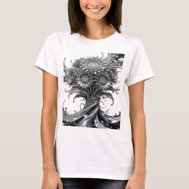 Sharp Silver WATER FLOWERS Shirt Design (Front)