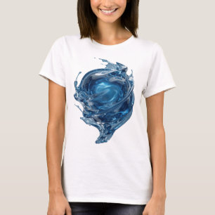Sharp Silver WATER WORLD Statement Design T-Shirt