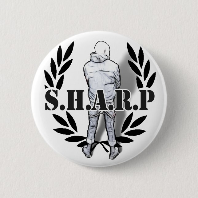 sharp skin standing 6 cm round badge (Front)