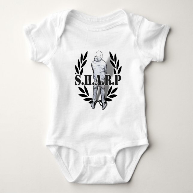 sharp skin standing baby bodysuit (Front)