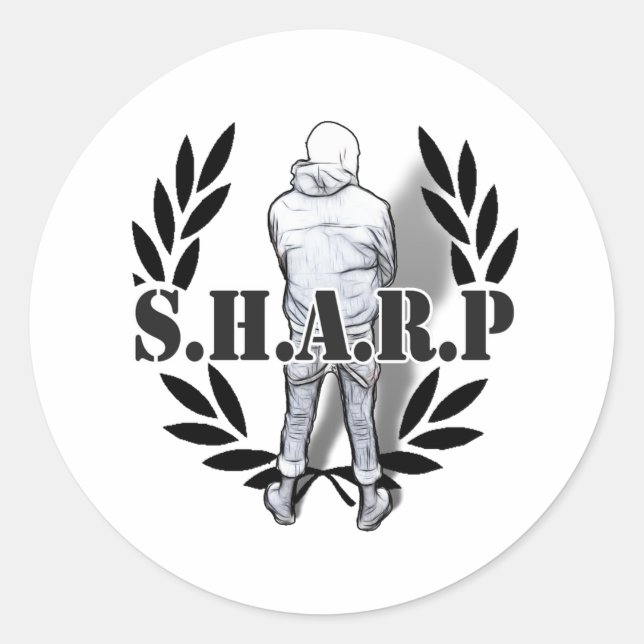 sharp skin standing classic round sticker (Front)