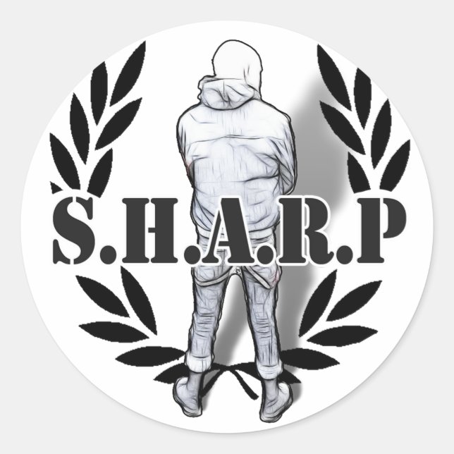 sharp skin standing classic round sticker (Front)