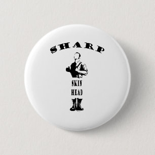 sharp skinhead 6 cm round badge