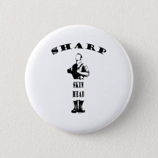 sharp skinhead 6 cm round badge