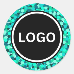 Sharp Teal Abstract Modern Shimmering Classic Round Sticker