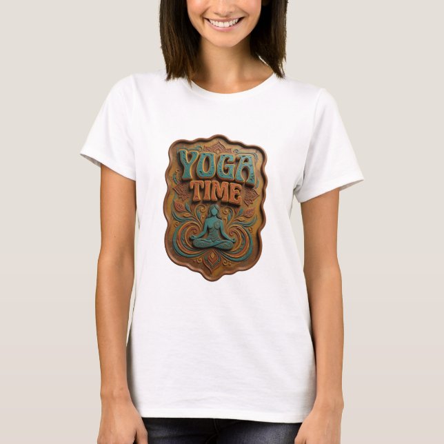Sharp Teal YOGA TIME Wearable Art T-Shirt (Front)