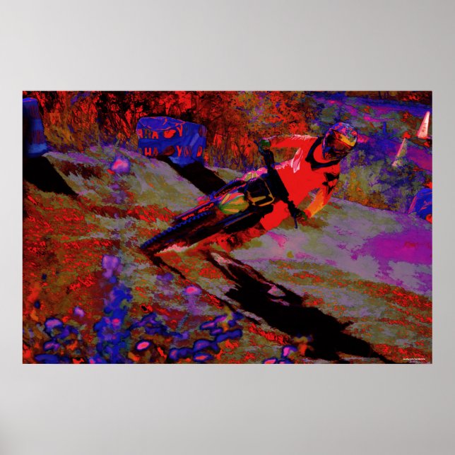 Sharp Turn   -  Motocross Dirt-Bike Racer Poster (Front)