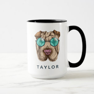Sharpei In Sunglasses   Add Your Name Mug