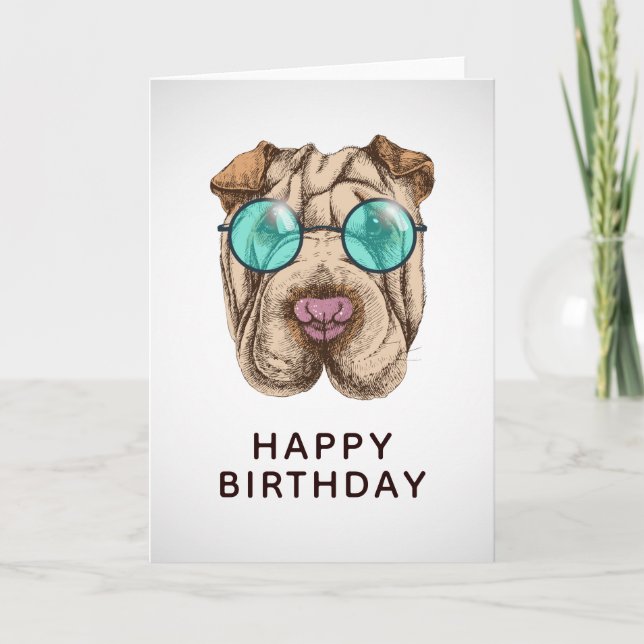 Sharpei In Sunglasses | Add Your Text Card (Front)