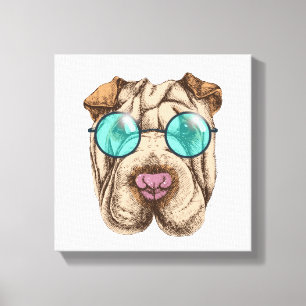 Sharpei In Sunglasses Canvas Print