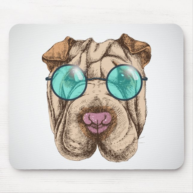 Sharpei In Sunglasses Mouse Mat (Front)