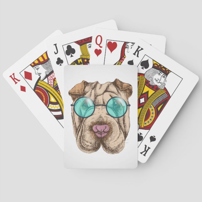 Sharpei In Sunglasses Playing Cards (Back)