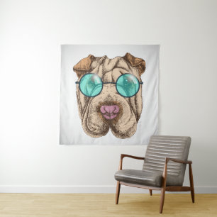 Sharpei In Sunglasses Tapestry