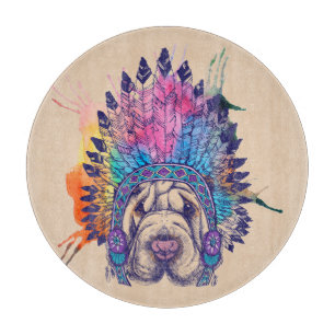 Sharpei Native American Indian Chief Cutting Board
