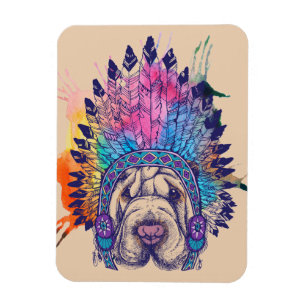Sharpei Native American Indian Chief Magnet