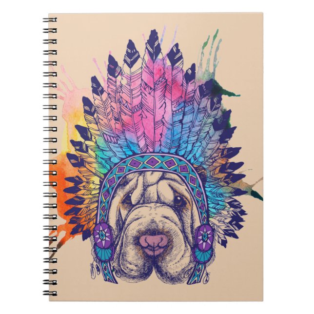 Sharpei Native American Indian Chief Notebook (Front)