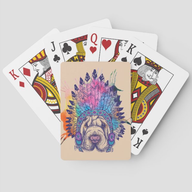 Sharpei Native American Indian Chief Playing Cards (Back)