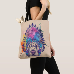 Sharpei Native American Indian Chief Tote Bag