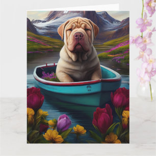 Sharpei on a Paddle: A Scenic Adventure Card