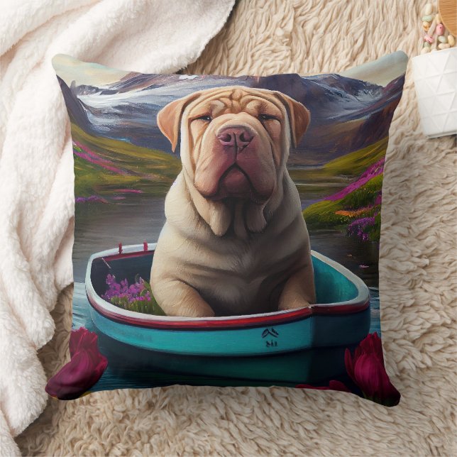 Sharpei on a Paddle: A Scenic Adventure Cushion (Blanket)