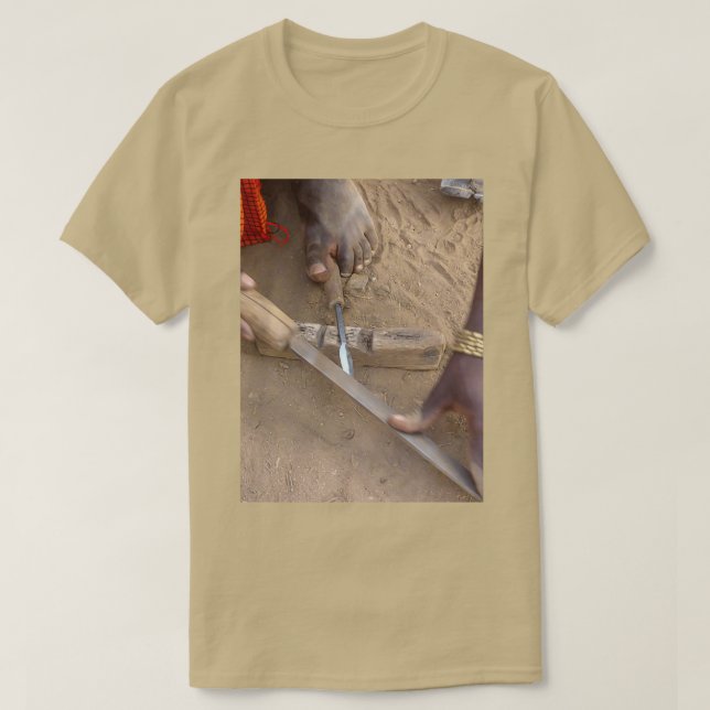 Sharpening an iron spear head made by the Gidonwod T-Shirt (Design Front)
